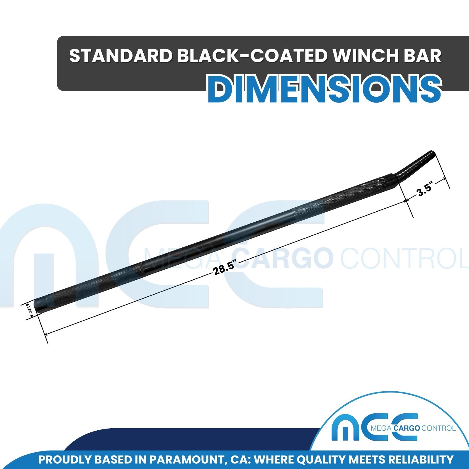 1 Pack Black Coated 32" Standard Winch Bar for Flatbed Trailer Tie Down Strap