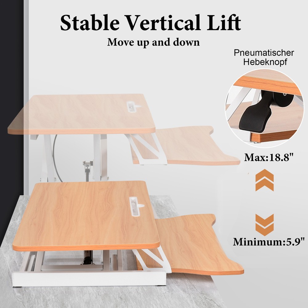 37'' Rustic Home Office Desk Riser Adjustable Standing Desk Converter