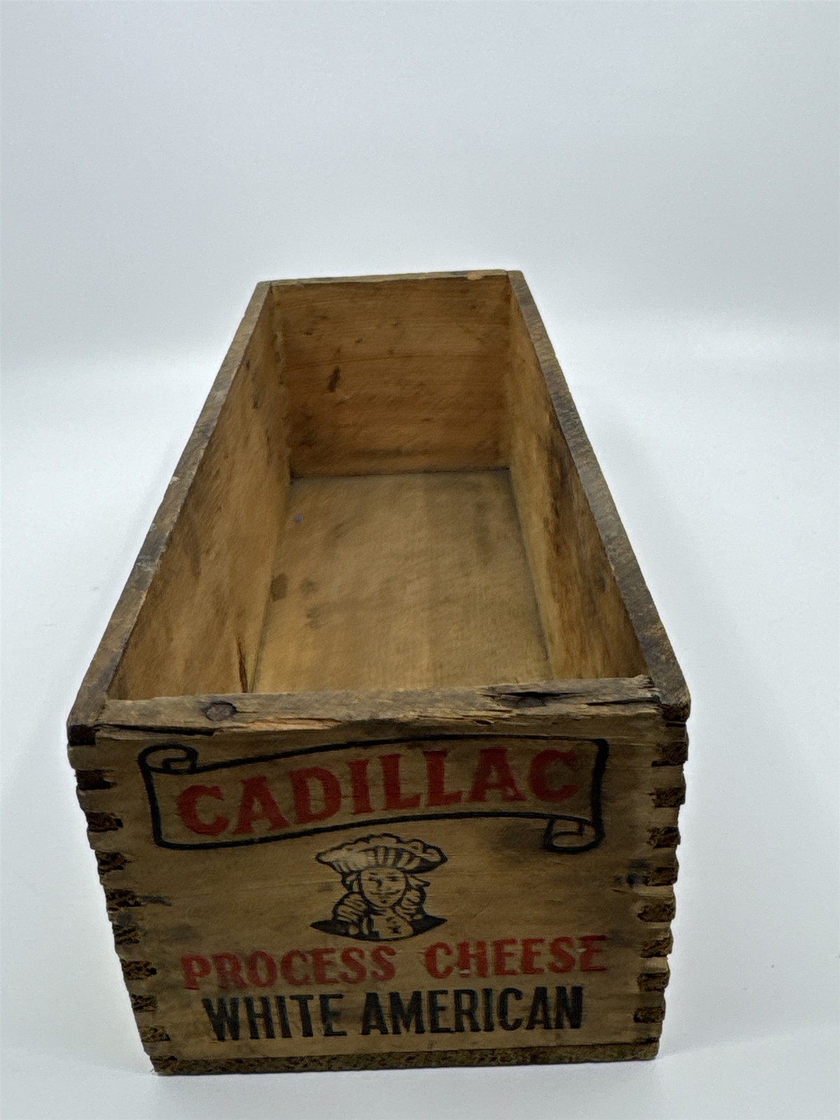 Vintage Wooden Cadillac Cheese Brand Pasteurized Cheese 5 Lb. Advertising Box