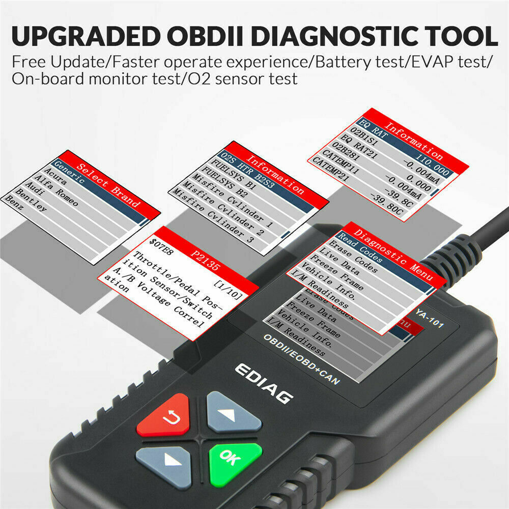KINGBOLEN YA101 OBD2 Scanner Code Reader Car Check Engine Fault Diagnostic Tool