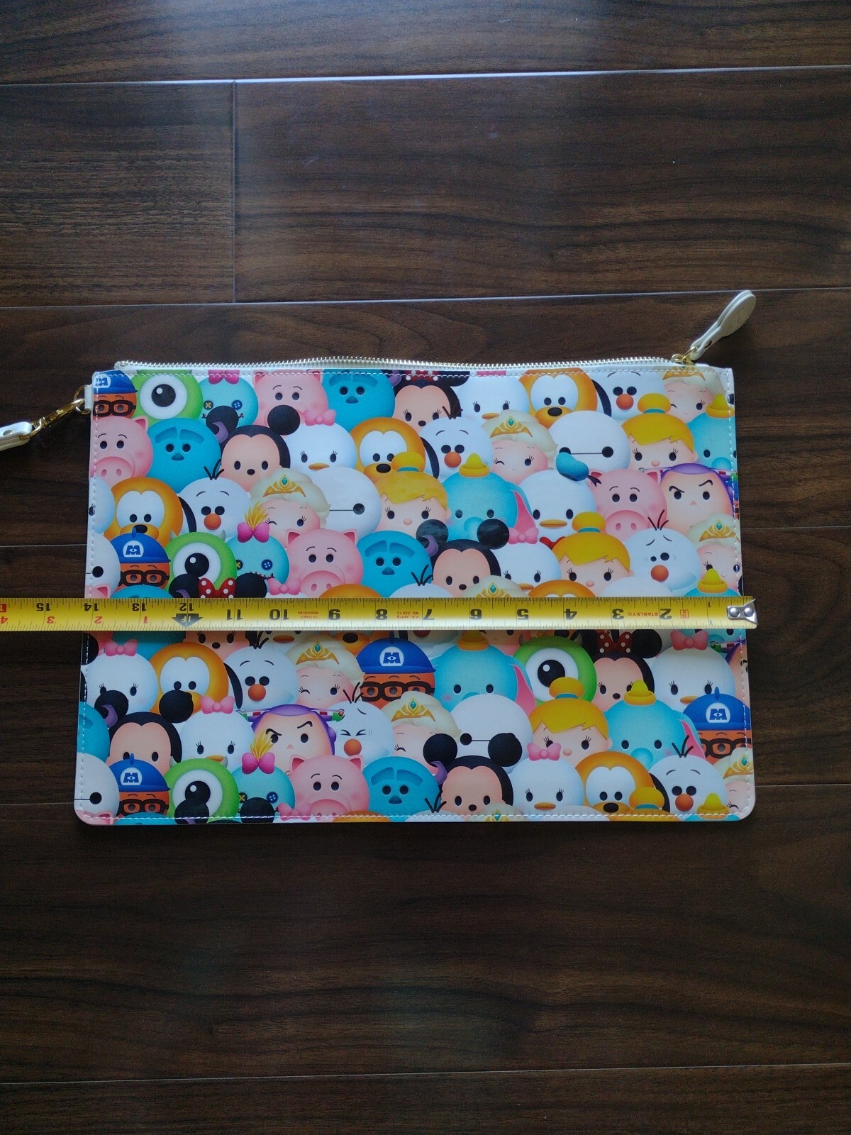 Large Disney Tsum Tsum Zip Pouch Wallet Call Out Vinyl Microfiber bag case 10x14