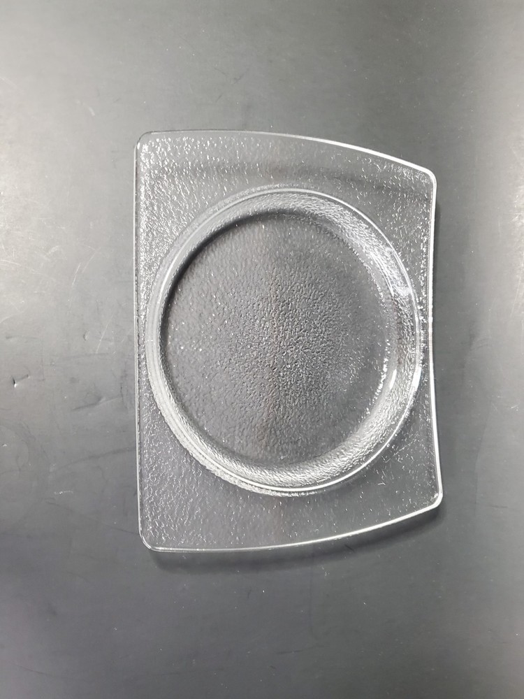 Art Deco Textured Rectangular Glass With Circular Tray Plate