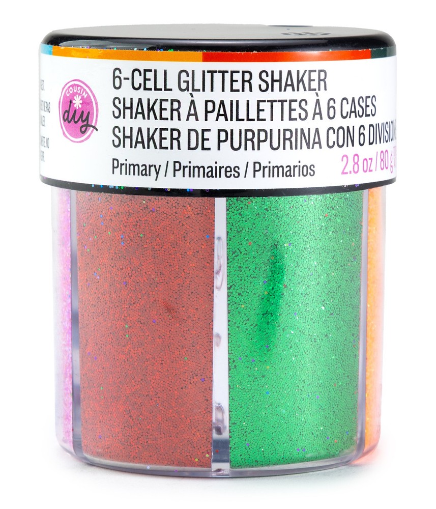 CousinDIY Glitter 6 Cell-Primary Colors
