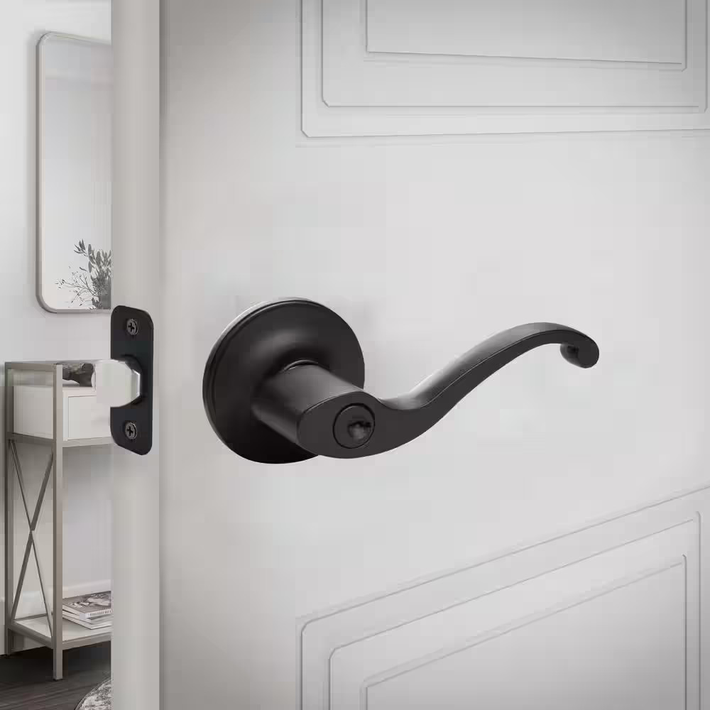 Scroll Matte Black Keyed Entry Door Lever