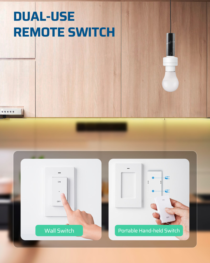Wireless Light Switch Remote Control for Pull Chain Lamps No Wiring Needed
