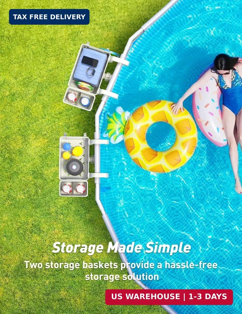 [PATENTED] POOLHACKER 2026 Upgrade 2 Sets Poolside Storage Basket - Original Abo