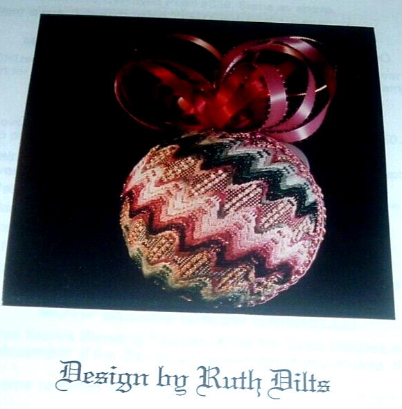 Ruth Dilts "Windsor" Christmas Ball Ornament Needlepoint Chart Pattern ~ WA