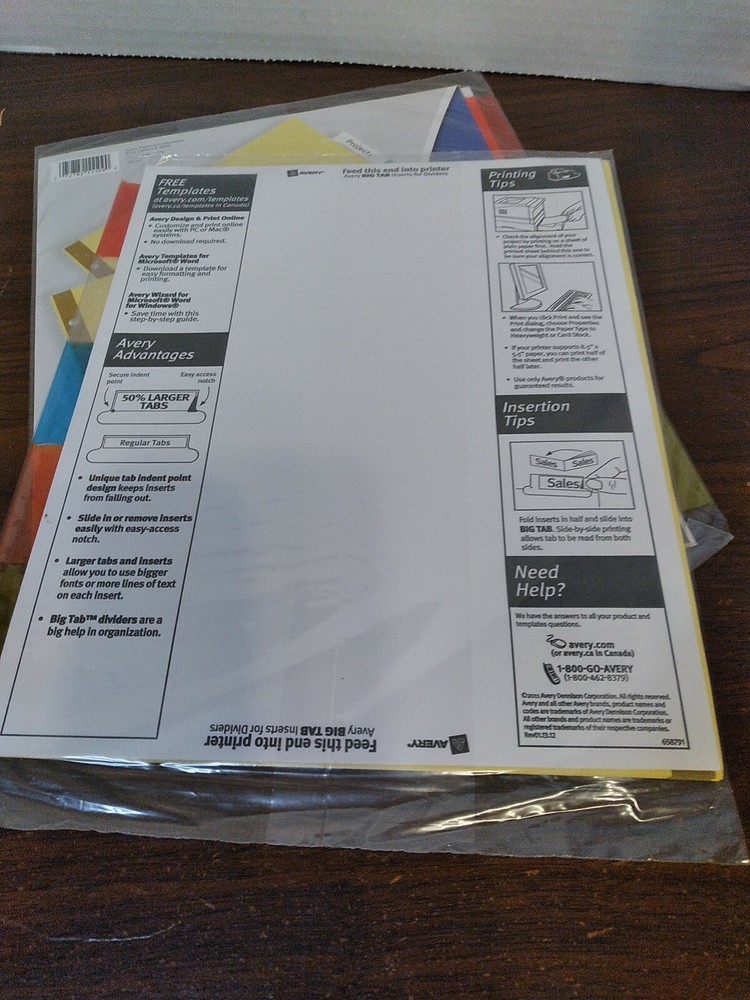 AVERY 5-Tab Binder Dividers, Insertable Multicolor Big Tabs 2 Sets Organize