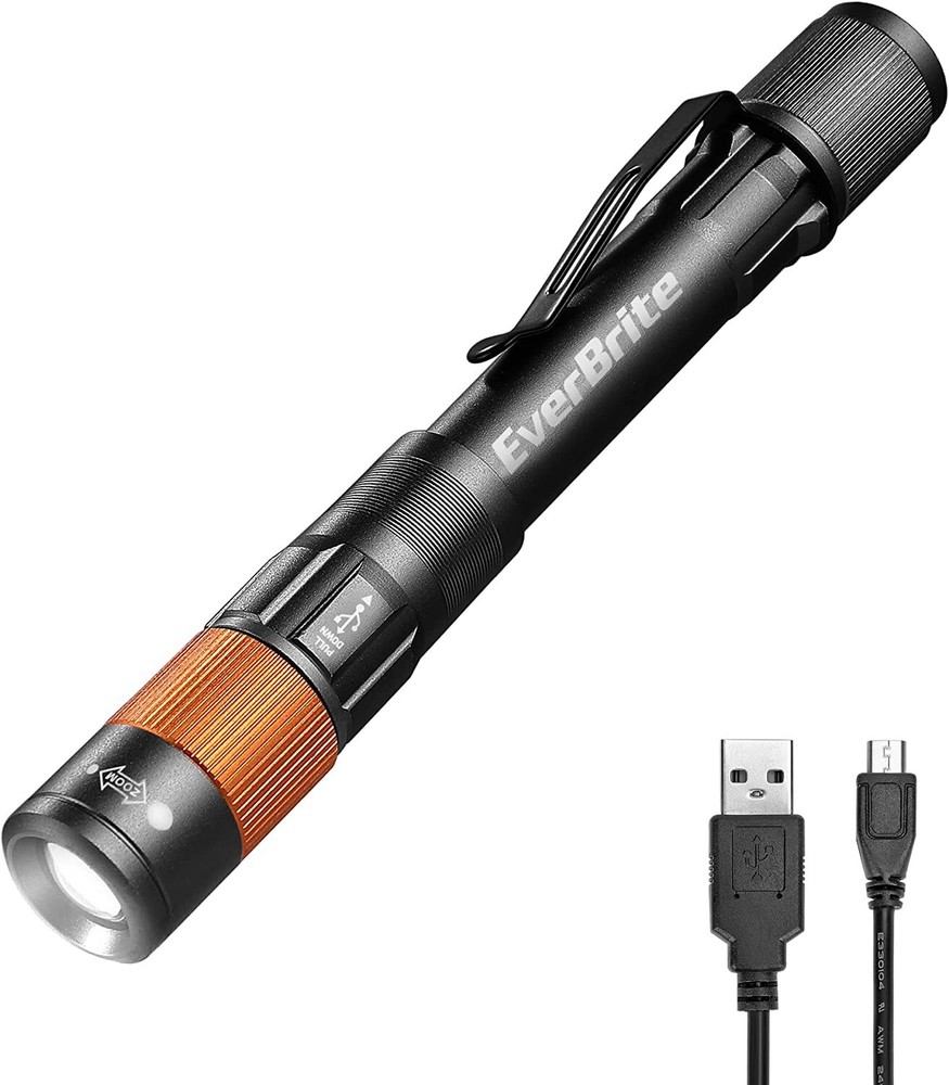EverBrite Rechargeable Pen Light 4 Light Modes Handheld Pocket Flashlight w/Clip