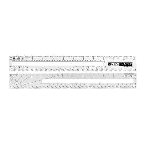 Alumidrafter Tool Architect Flat Scale 12" Silver Drafting School Office Drawing