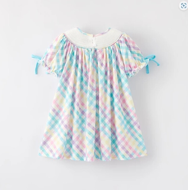 NEW Boutique Peeps Easter Bunny Rabbit Girls Smocked Embroidered Dress