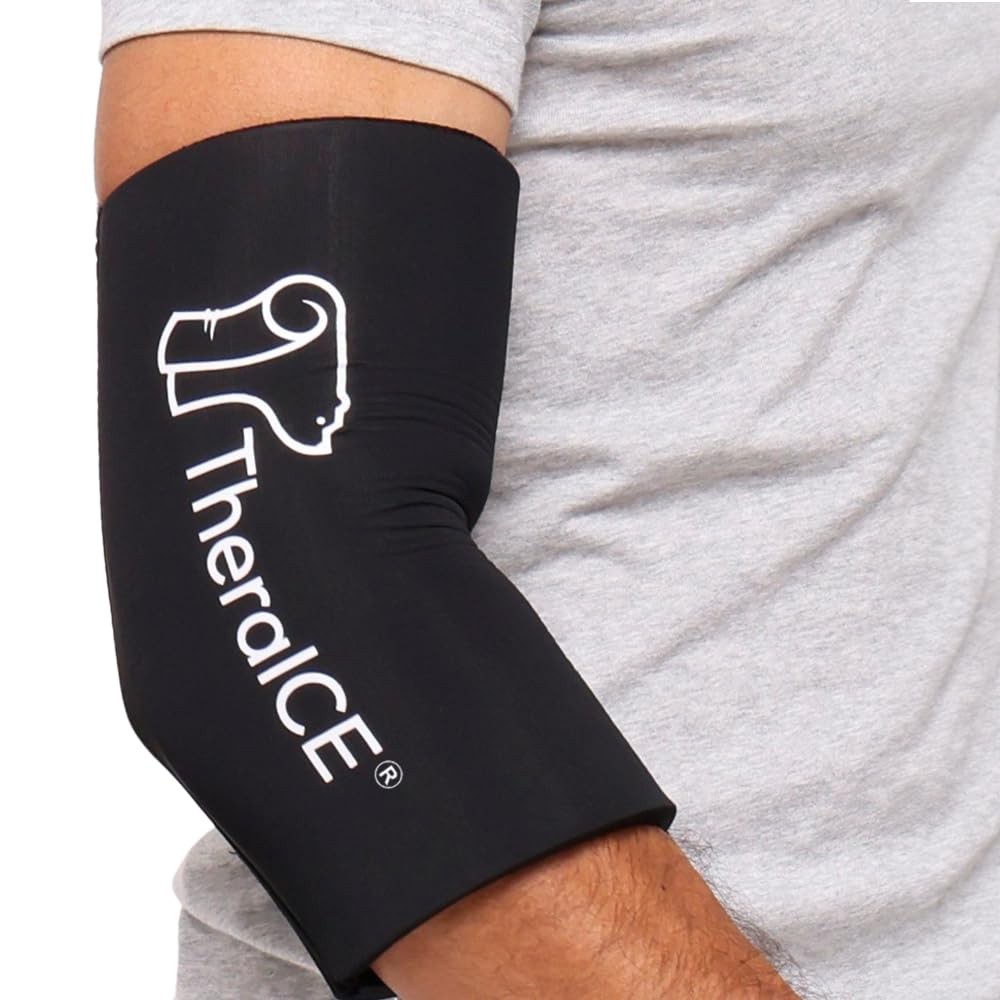 TheraICE Elbow Ice Pack Wrap Compression Sleeve for Small/Medium, Black