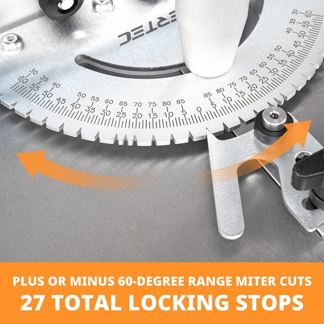 POWERTEC 71142 Universal Table Saw Miter Gauge with 27 Angle Stops