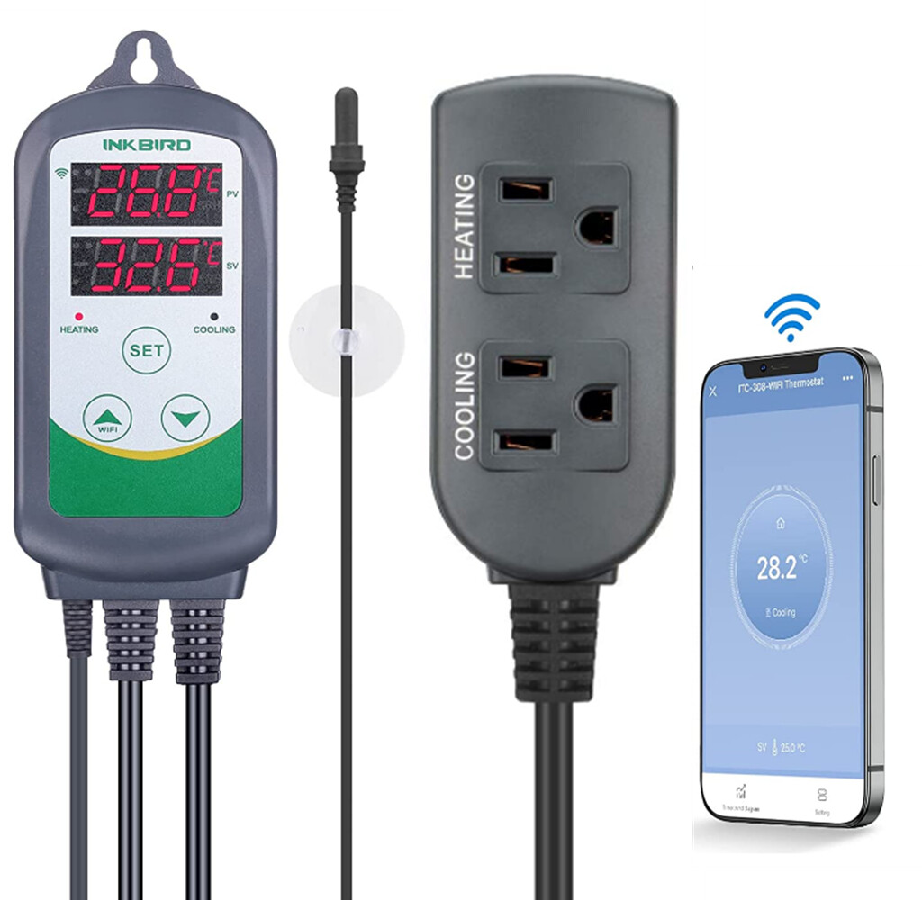 INKBIRD Temperature Controller WiFi ITC-308 Aquarium Fish Tanks Heating Cooling