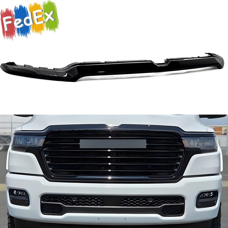Glossy Black Front Bumper Upper Grille Grill Molding Trim Fits RAM 1500 2025-On