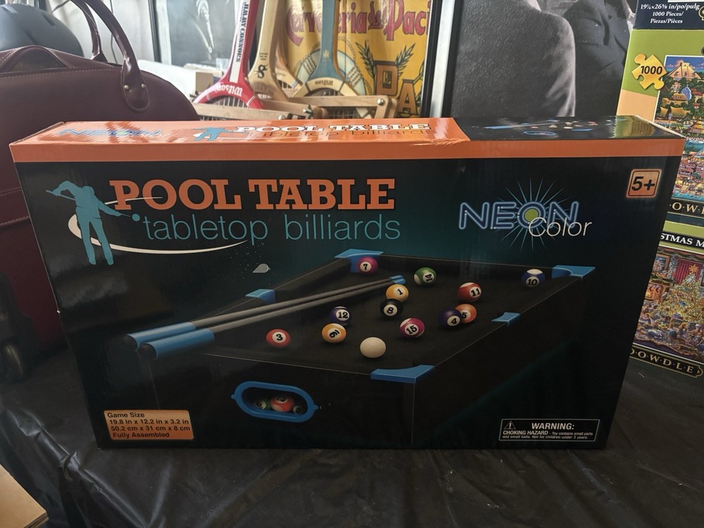 Portable Small Pool Table Neon Colors