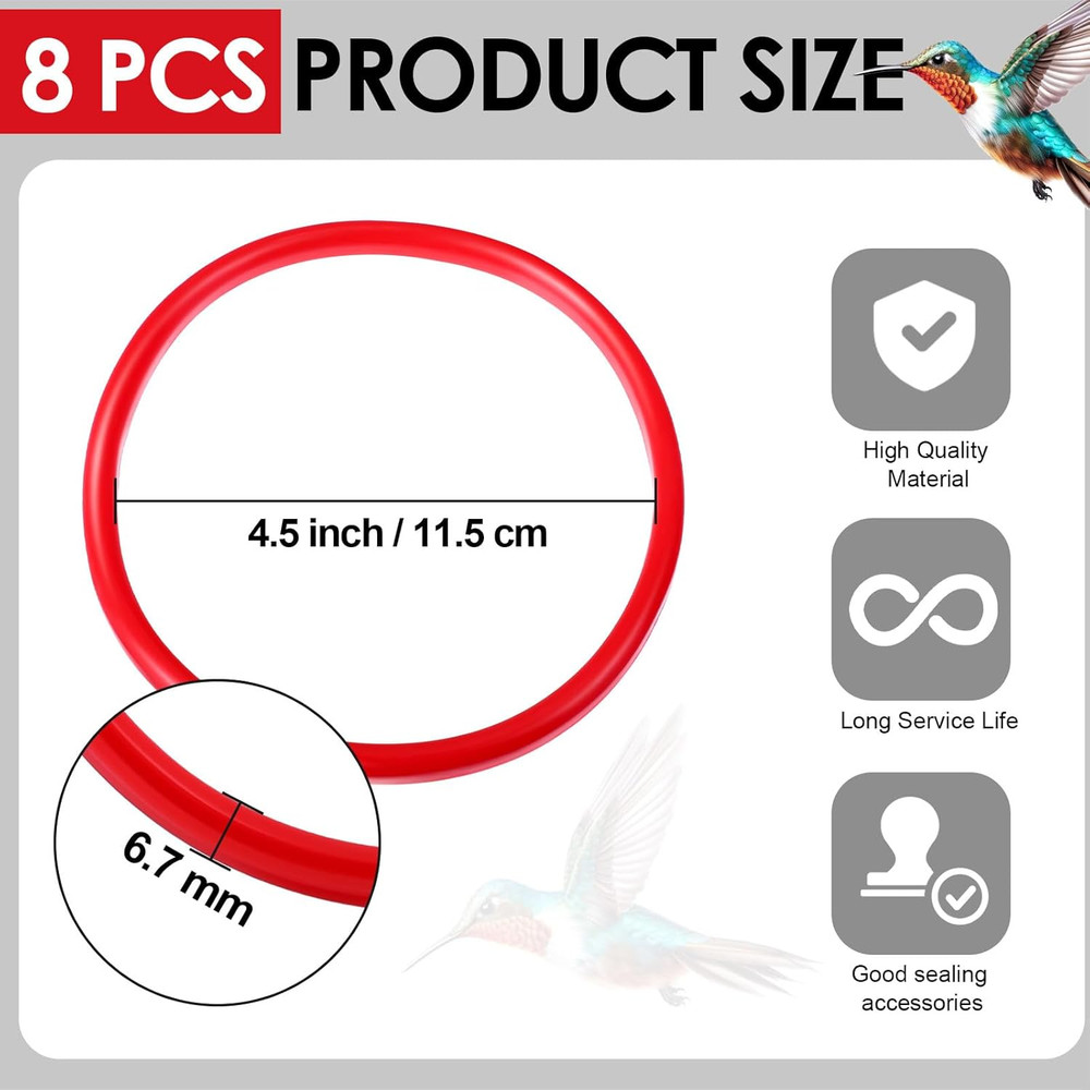 Hummingbird Feeder Seal Replacement - 8 Pcs Ring & Base Gasket