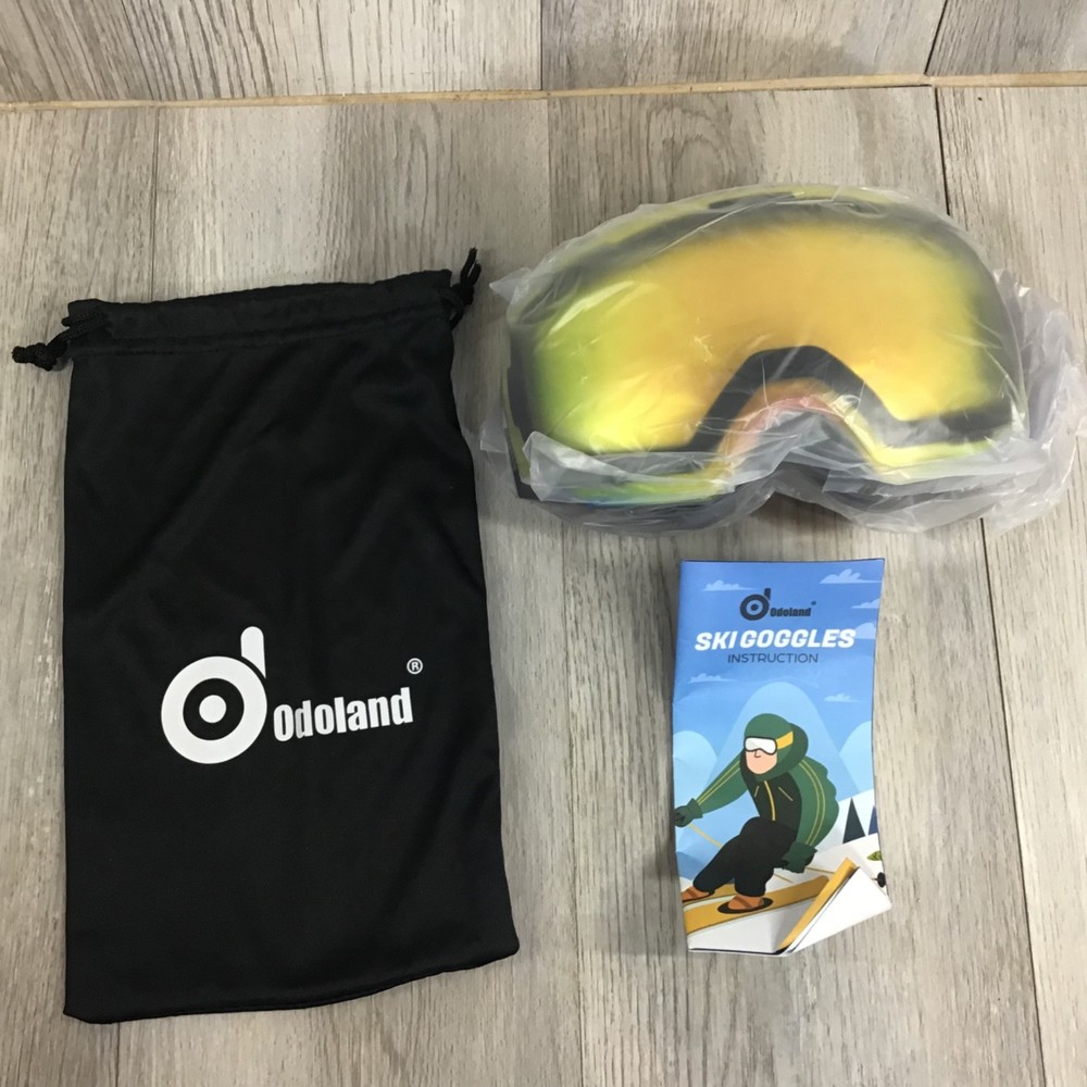 Odoland Magnetic Interchangeable Ski Goggles w/2 Lenses & Large Spherical Frame