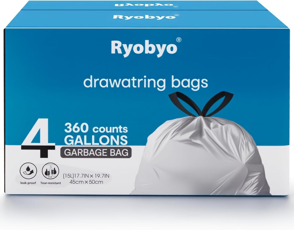 Small Trash Bags Dstring- 360 Counts Trash Bag Extra Strong, Small