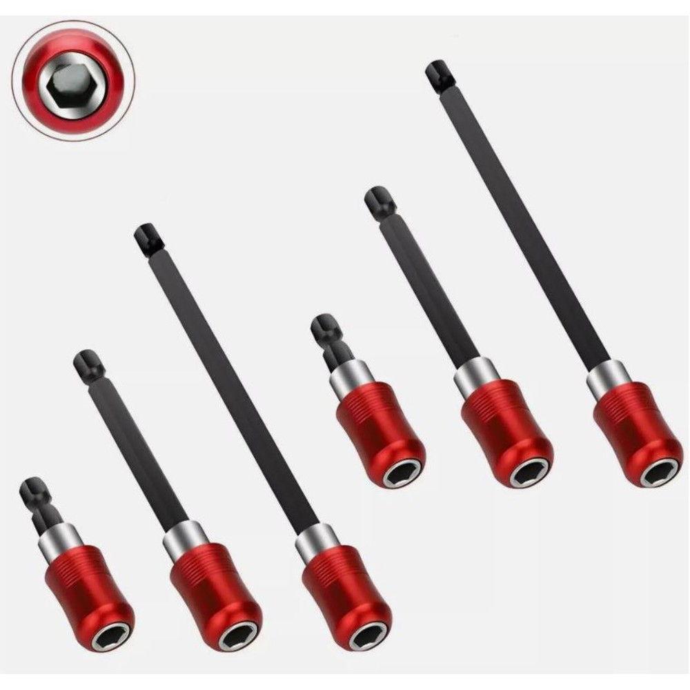 6Pcs 1/4 Hex Shank Quick Release Magnetic Screwdriver Extension Holder Drill Bit