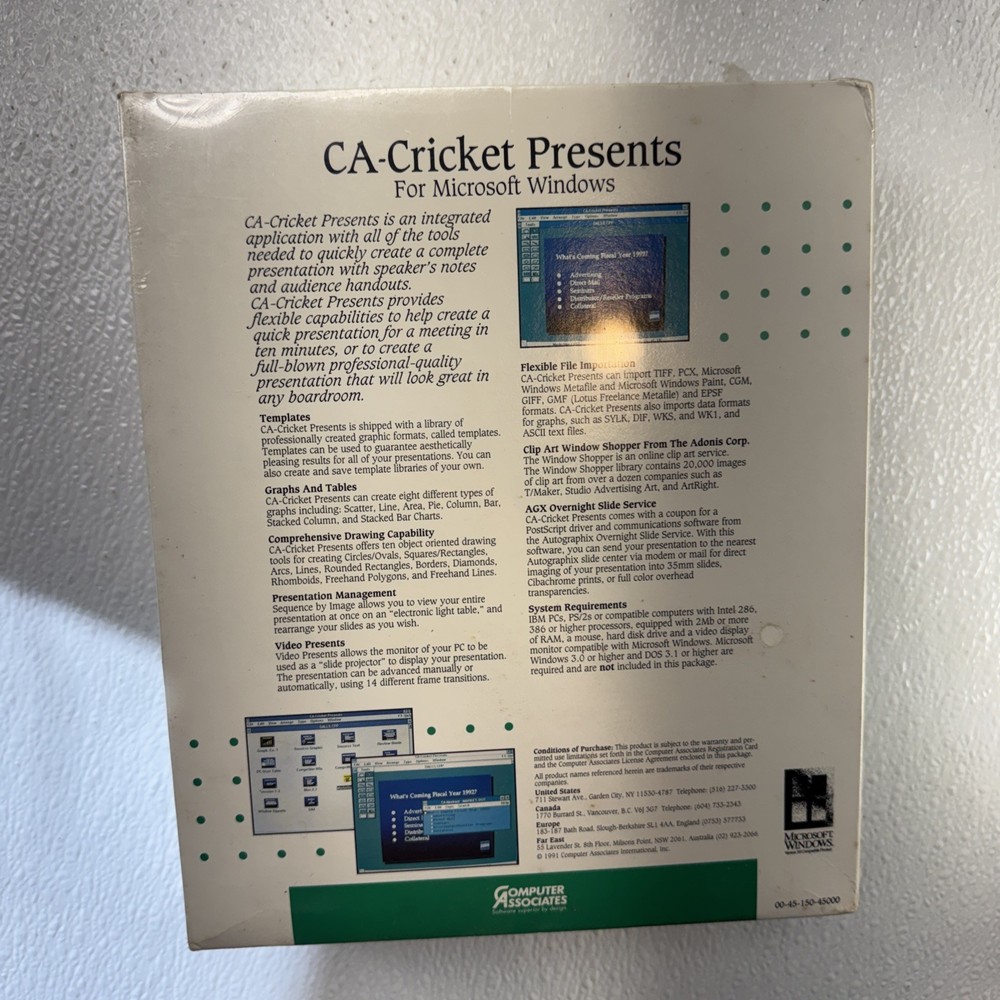 Vintage CA-Cricket Computer Associates Desktop Presentation Program DEMO VERSION