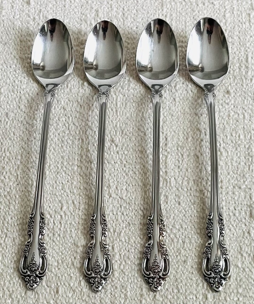 Oneida Community BRAHMS  Stainless 4 Iced Teaspoons