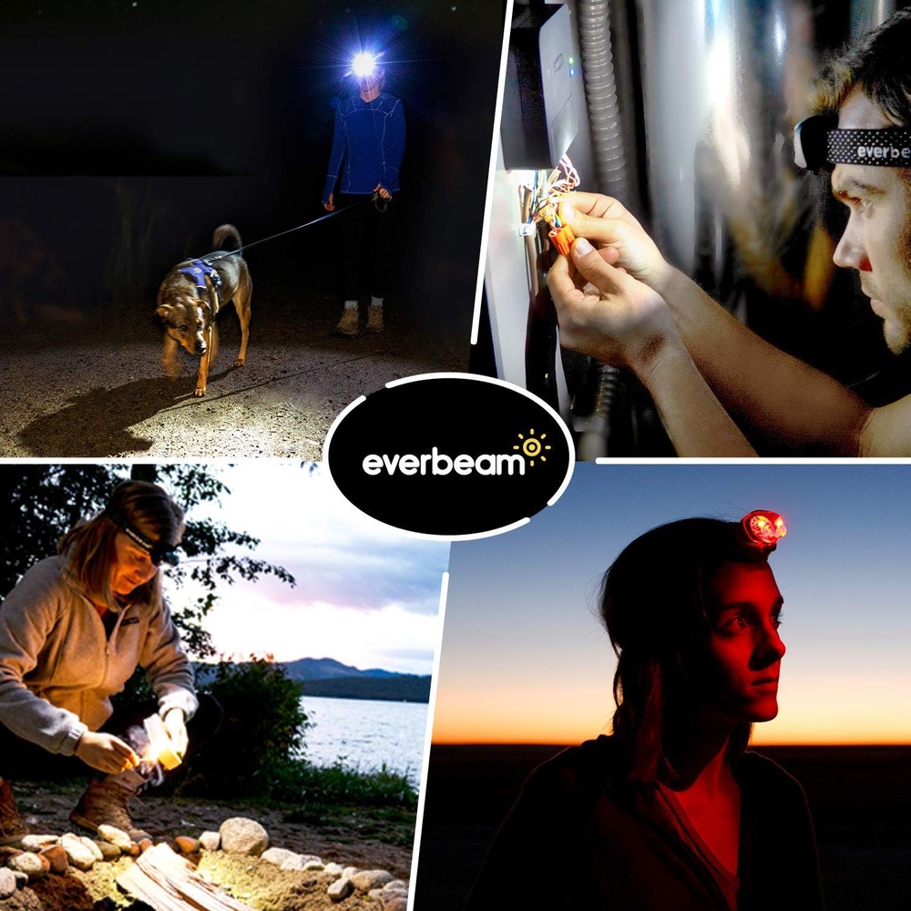 Everbeam H6 Pro LED Head Torch Headlamp, Motion Sensor Control, 650 Lumen Bri...