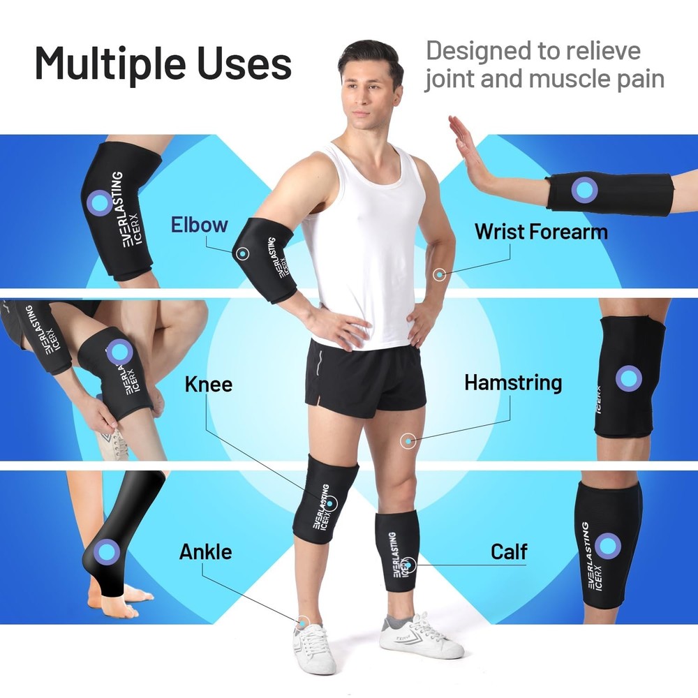 EverlastingIce Knee Ice Pack Wrap Compression Sleeve for Injuries | Hot & Col...