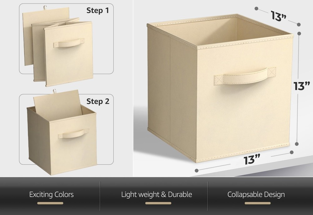Sorbus 13" Foldable Fabric Storage Cube Bin, Pastel Purple (2 pack)