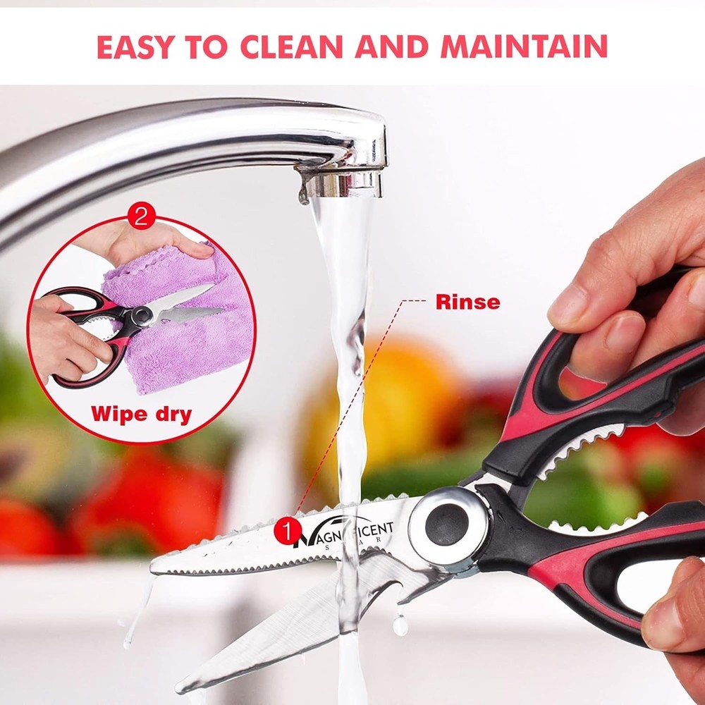 Versatile Multi-Function Kitchen Shears - Stainless Steel & Safety Cover