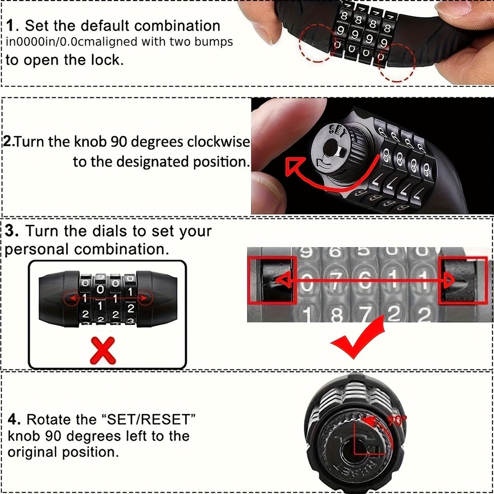 Combination Cable Lock - Anti-Theft for Bikes & Gear