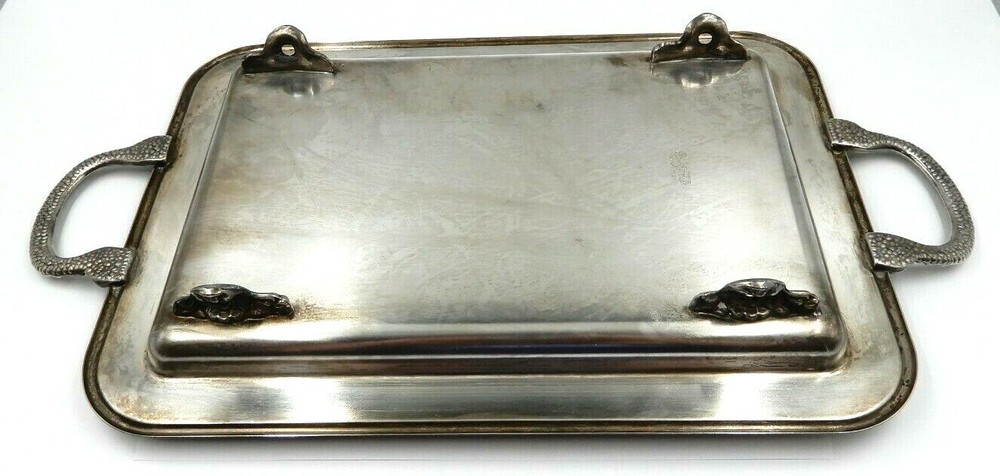 VINTAGE ENGLISH SILVER MFG CORP. SILVERPLATE SERVING TRAY BY LEONARD SILVER