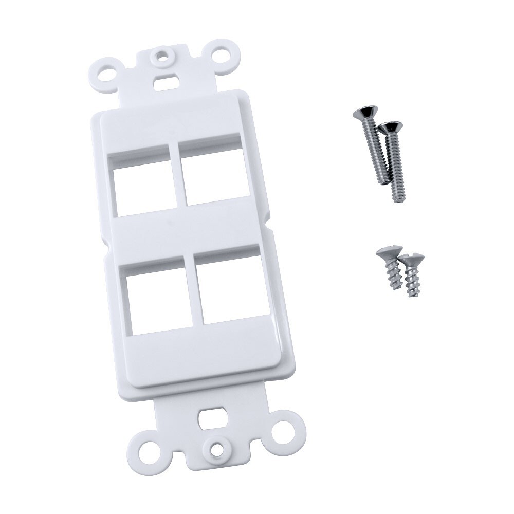 Construct Pro 4-Port Single Gang Keystone Decora Style Insert Strap (White)