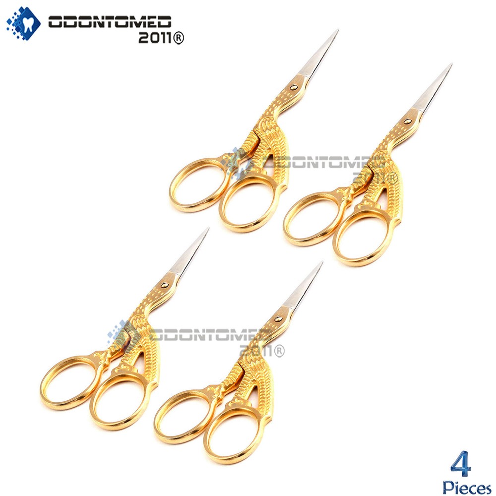 ODM 4-Pcs Combo Gold Plated Sewing Stork Embroidery Scissors Multi-Purpose