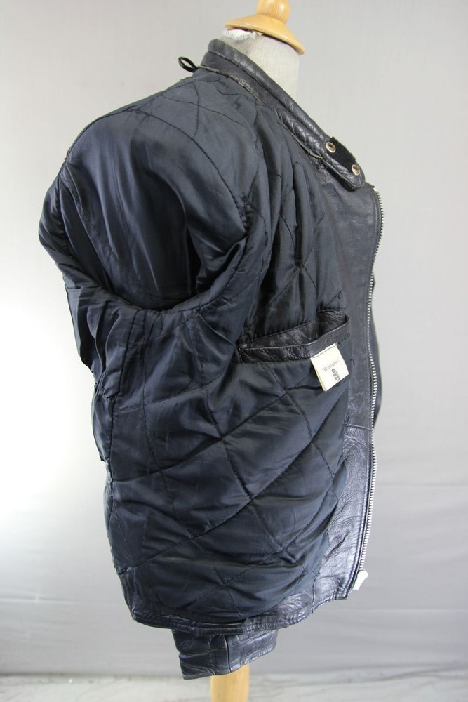 CLASSIC WADDINGTON BLACK LEATHER BIKER JACKET 40 INCH