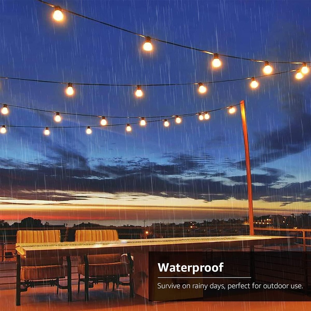Solar Outdoor LED String Lights 50FT G40 Globe Patio Lights Outdoor String Light