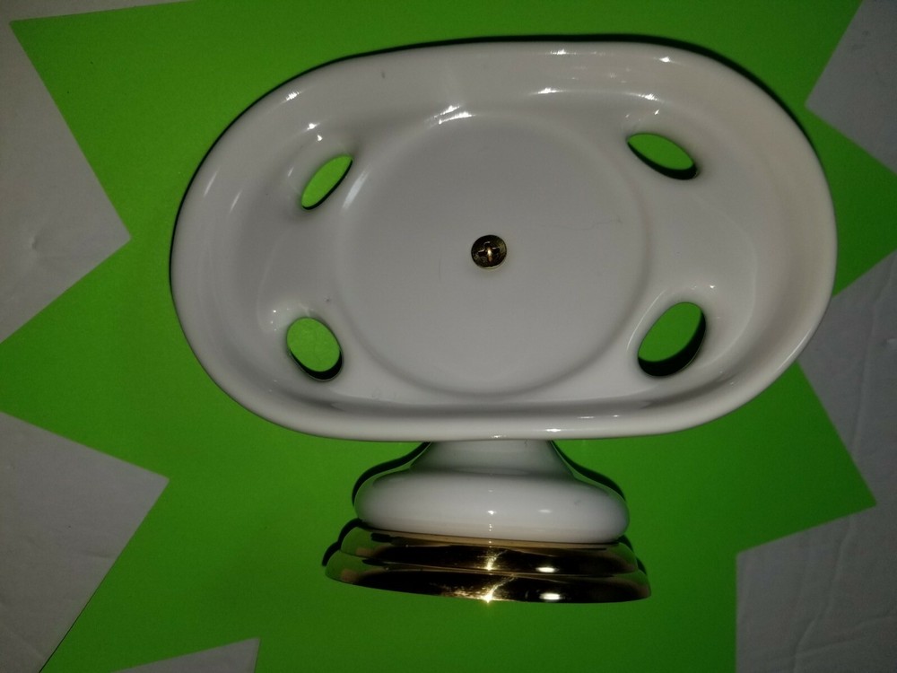 Solid Brass and white china toothbrush holder for wall. Quality.
