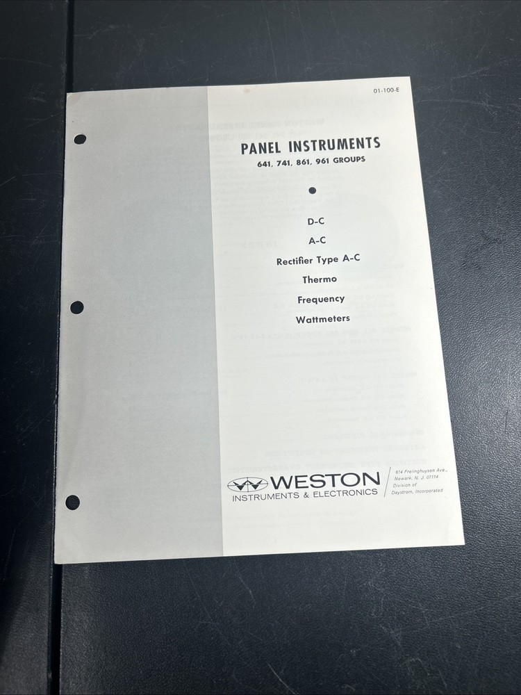 Weston Panel Instruments 641, 741, 861, 961 Groups D-C A-C
