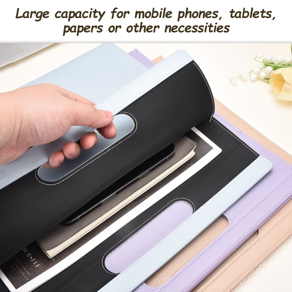 2Pcs PU Leather A4 File Folder with Magnetic Closure, Blue