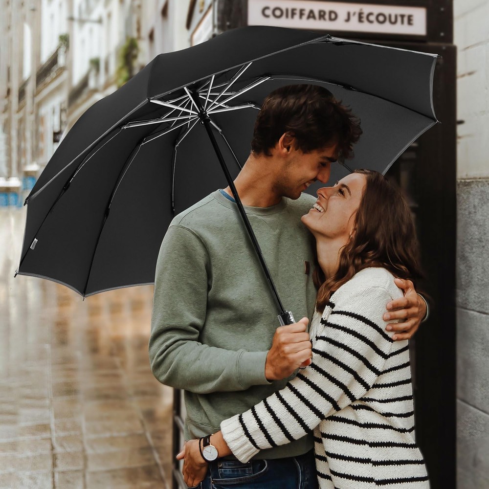 Large Reverse Umbrella -50 Inch Windproof Folding Inverted Umbrella - Upside ...