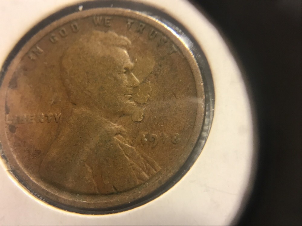1918 p wheat penny error added copper on front.