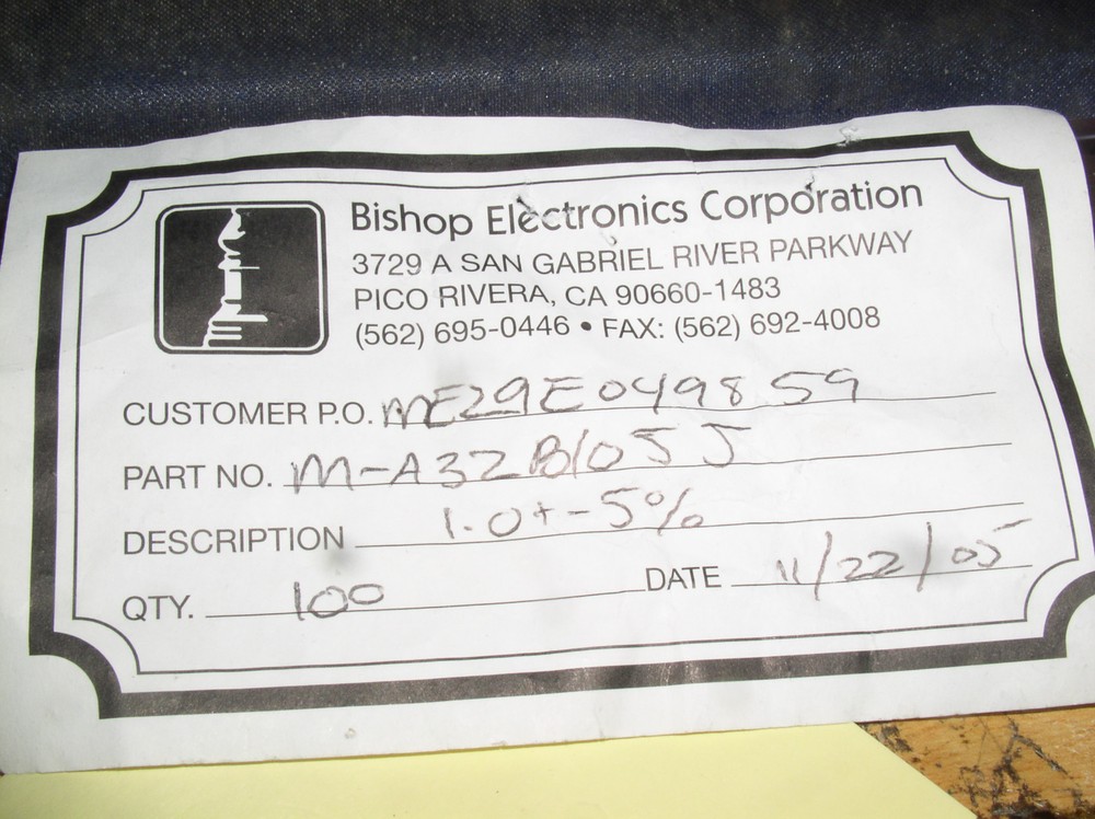 2 BISHOP ELECTRONICS A32B105 METALIZED POLYESTER AUDIO CAPACITOR 1UF 100V USA