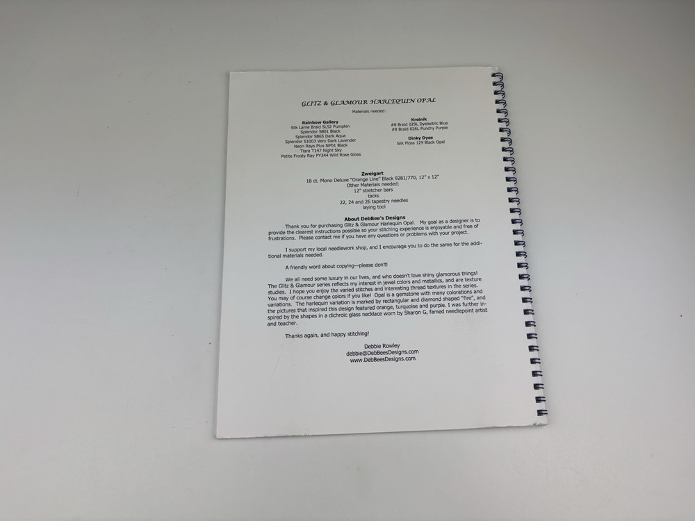 DebBee’s designs Glitz & Glamour Harlequin Opal needlepoint pattern 7S