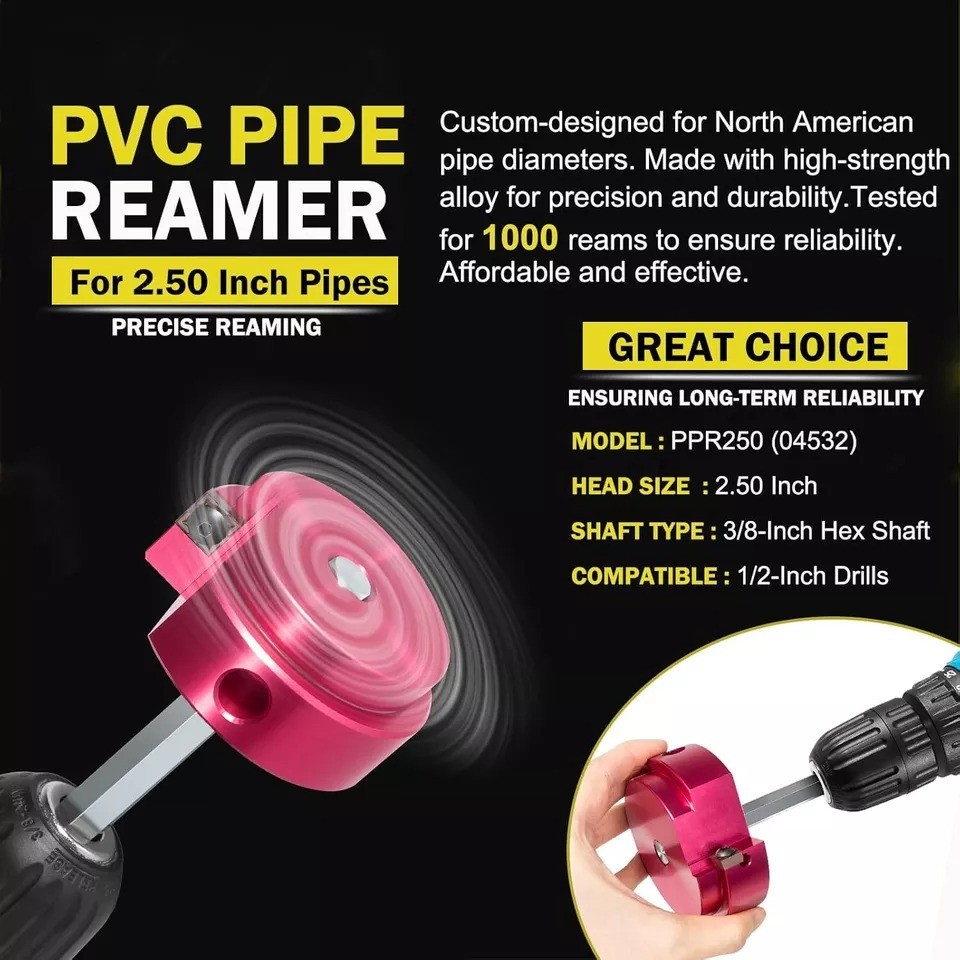 PPR250 2-1/2" Plastic Pipe Fitting Reamer Kit PVC Pipe Reamer Tool 04532