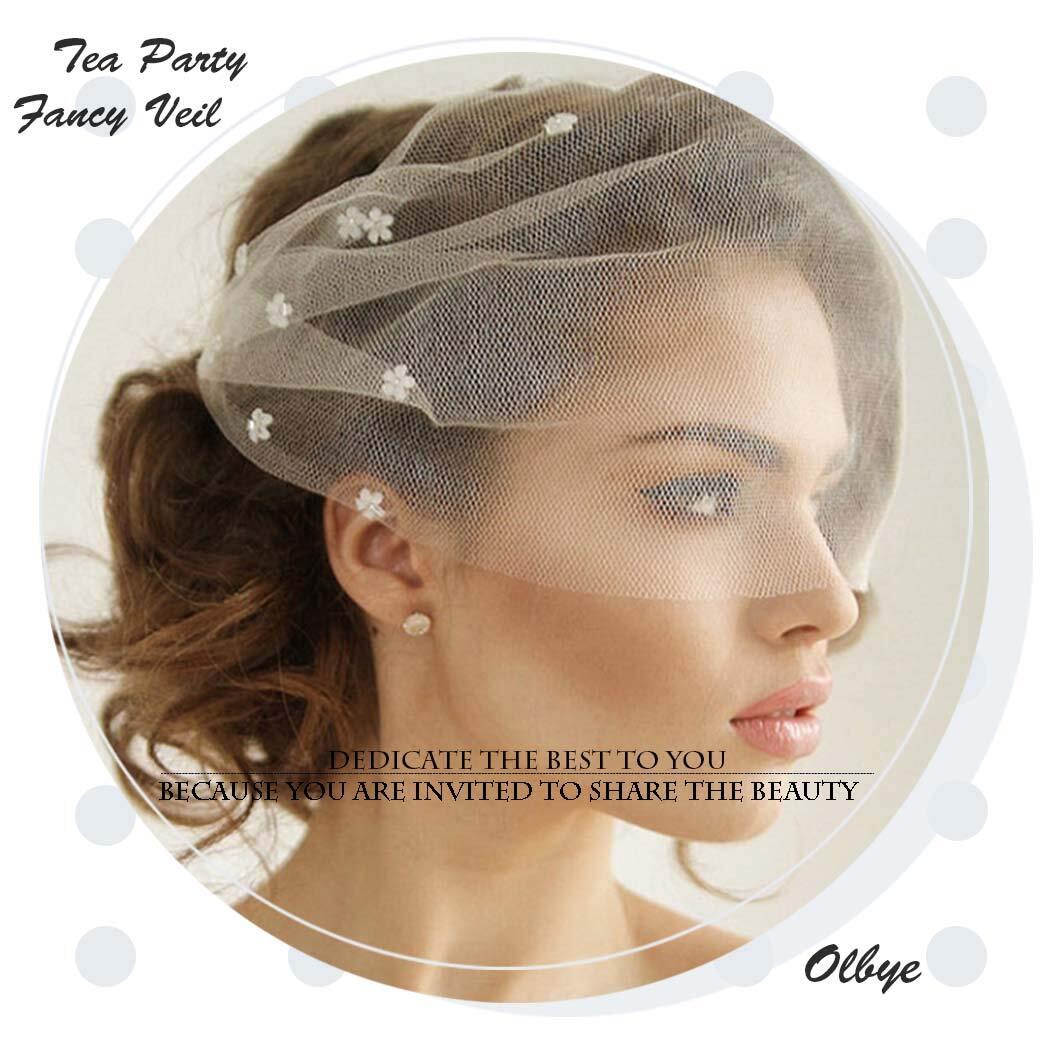 Bridal Wedding Birdcage Veil Short White Lace Veil with Comb Single Layer Vei...