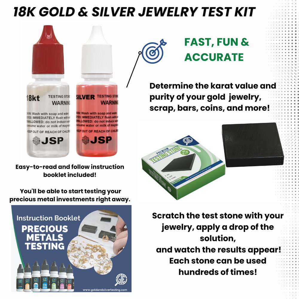 18K GOLD & SILVER JEWELRY TESTING ACID SOLUTION TEST SCRAP TESTER SOLUTIONS ORO