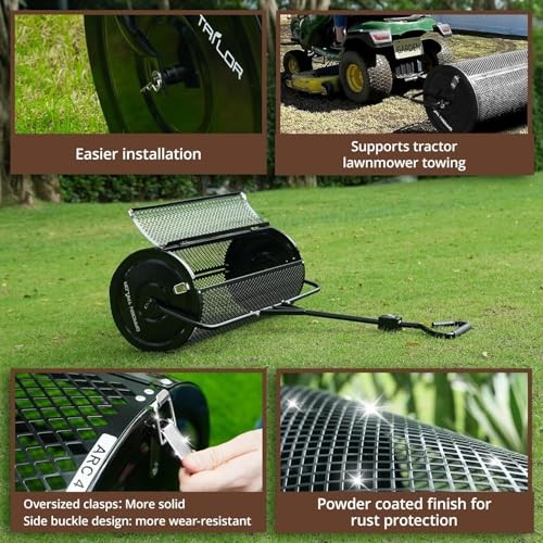 Compost Spreader 36 Inch Towable Peat Moss Spreader with Installation Support