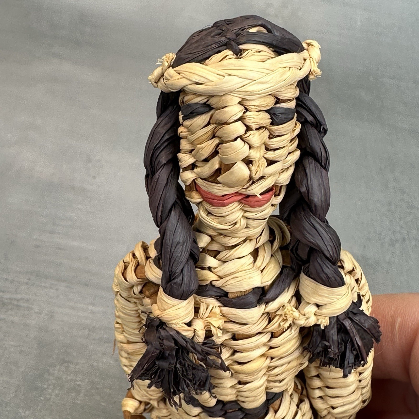 Vintage Native American Skokomish / Yakama Basketry Basket Doll Woman Dress 6”