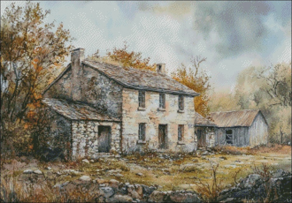 Rustic Stonehouse - Chart Counted Cross Stitch Patterns Needlework DMC Color
