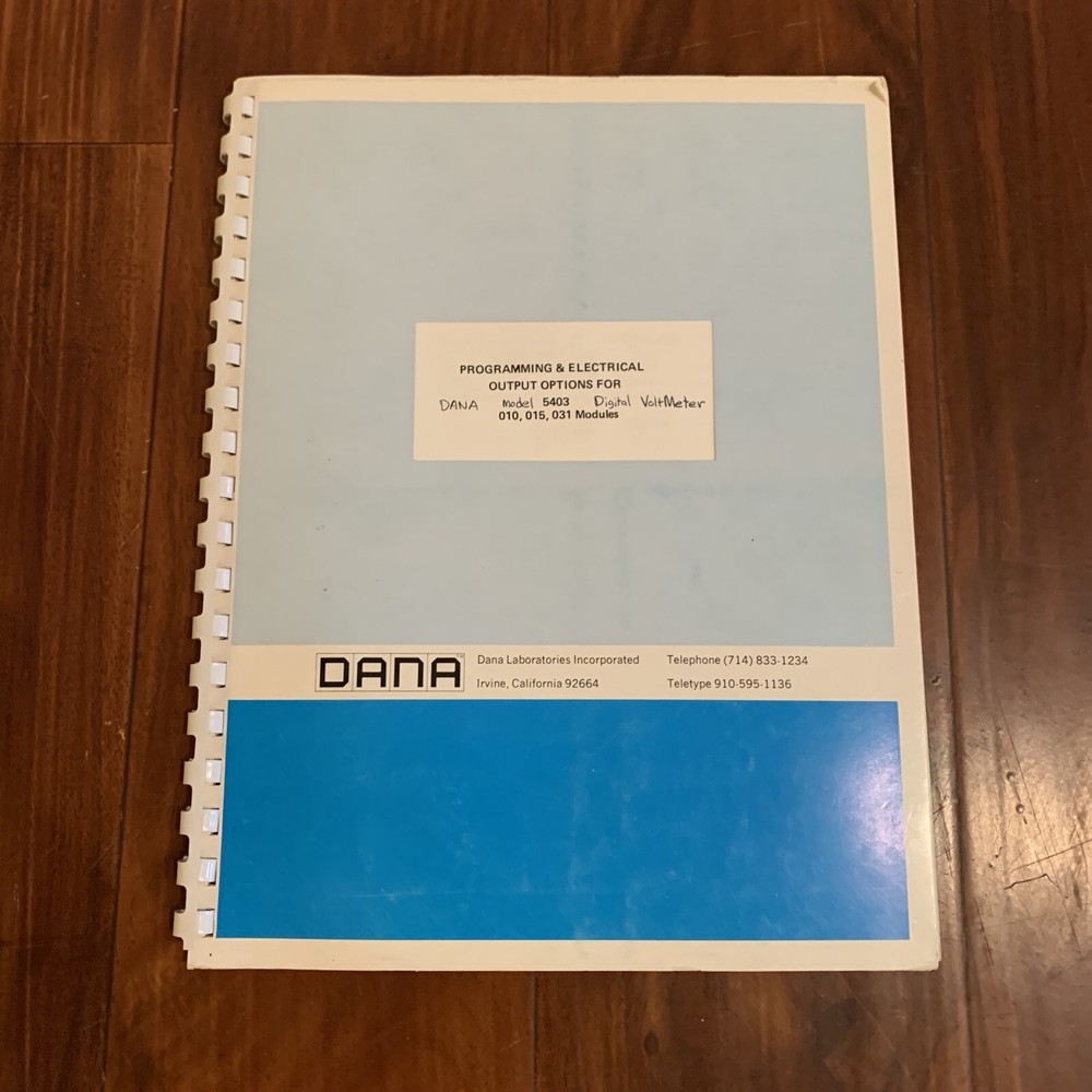 Dana Programming & Electrical Output for Digital Voltmeter 5403 010, 015, 030